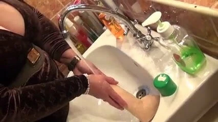 Step Mom in the bathroom