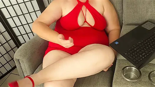 Boşalma beni evden çalışırken izle, sonra senin için mastürbasyon yaparken yarağını benimle sıvazla - boşalmamaya çalış - iri güzel kadın ssbbw