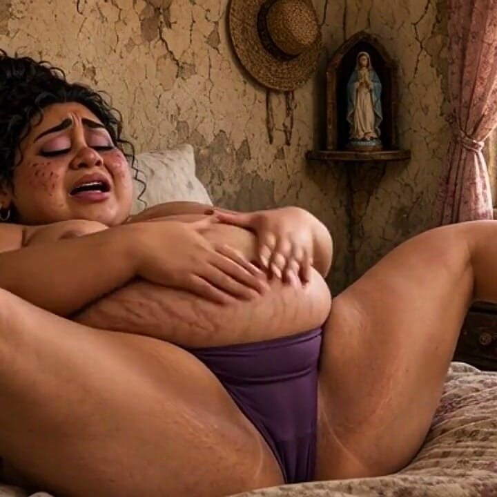 9 Months Pregnant with Stretch Marks Has Uncontrollable Orgasms in Bed