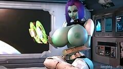 Hot Alien Chick Uses A Ship's Control Panel To Expand Her Tremendous Tits