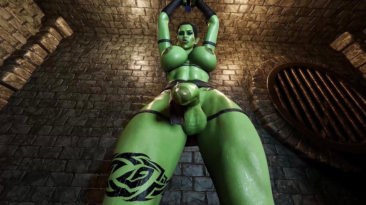 Futanari Orc BDSM duboko grlo pušenje.