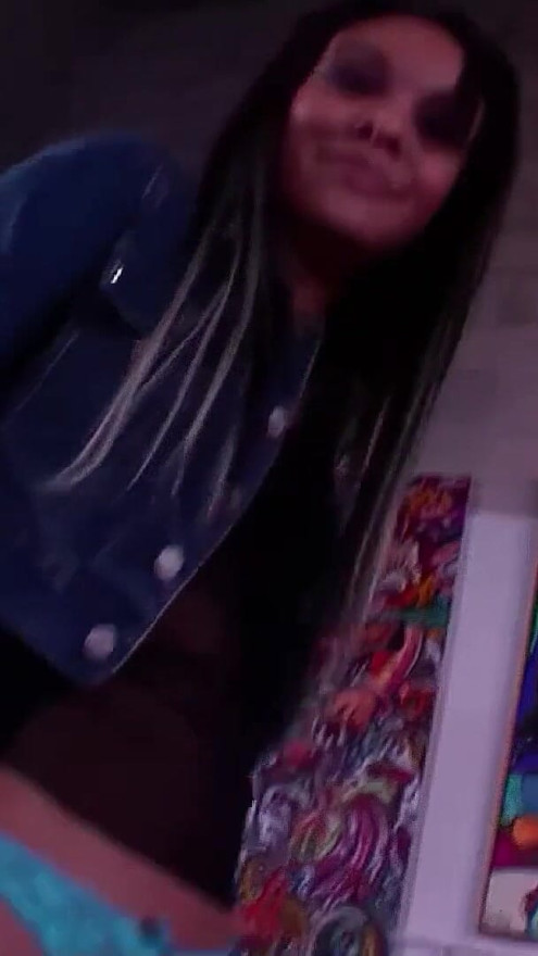 Brown Ebony Teen Jaslin Diaz with perfect Ass talk to POV Amateur Backstage Sex | Clip 1