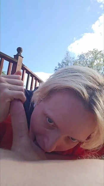 Key moment from "Hockey Mom gives outdoor blowjob!"