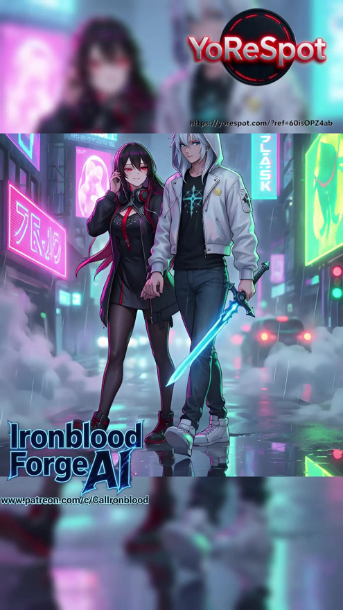 Cyberpunk Power Couple Walking Through Neon Rain AI Anime Made on YoReSpot