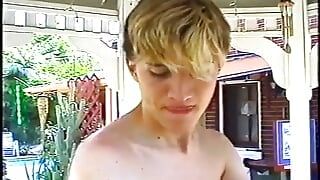Blonde Twink Bangs a Experienced Man with Tight Asshole Outside