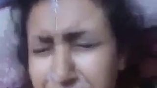 Wife gets cum on face