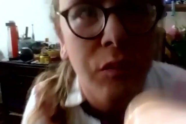 Showing off her blowjob skills