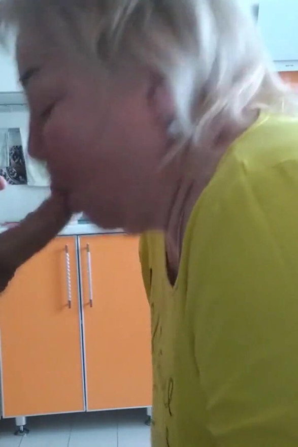 Mother-in-law again frees my balls from cum while doing blowjob
