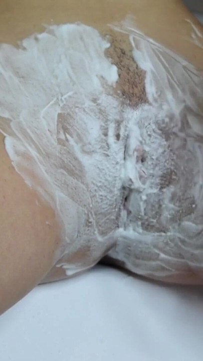 Shaving a hairy pussy with a trimmer and a razor with shaving foam! Runway! Closeup! | Clip 1