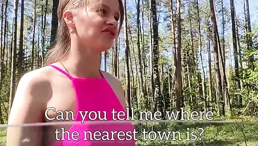 A Married Slut Got Lost in the Forest, Helped Her Out and She Agreed to Cheat on Her Husband