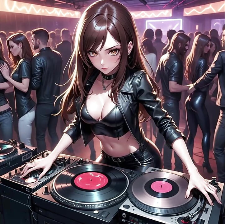 Synthwave Retrowave DJ set Anime SFW AI