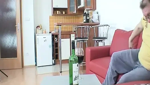 Young blonde with long legs gets fucked rough by her step grandpa