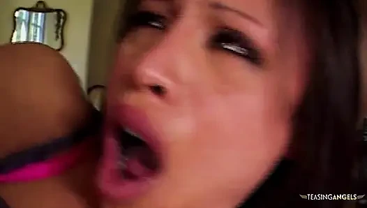 Intense double penetration for petite Asian woman with little breasts