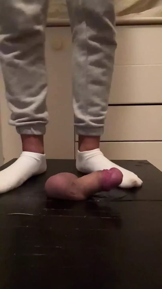 Cock Trample and Ballbusting with My White Ankle Socks