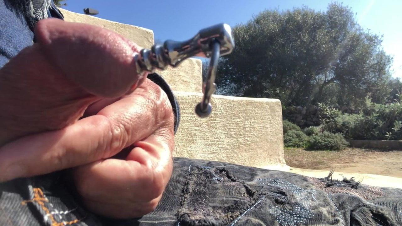 Sounding my penis outdoor
