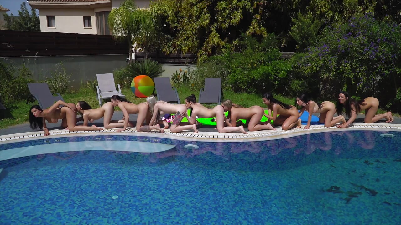Real wild lesbian teen pool party