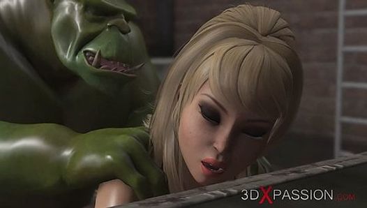 Chica cachonda es follada duro por un monstruo verde en la alcantarilla