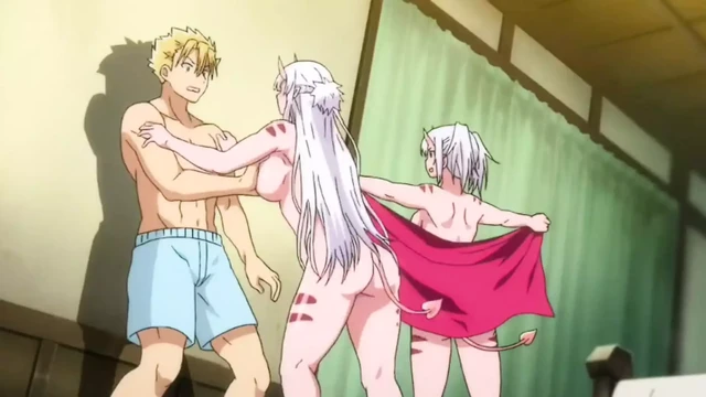 Two stranger girls seduced hentai to have sex