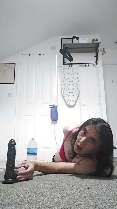 Huge Sissy enema, plugged and hogged