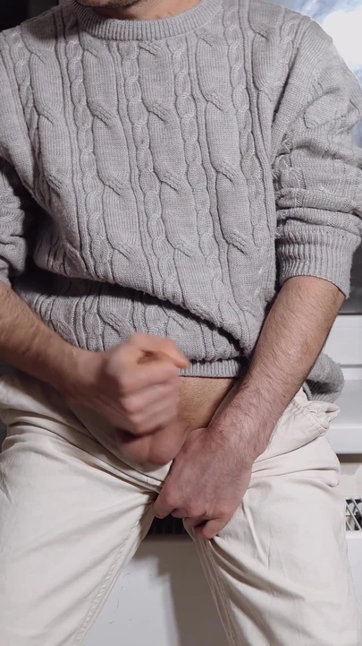 Emotional moment from "A young guy jerks off his dick and cums loudly"