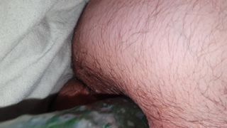 Fucking my hairy ass with a cucumber