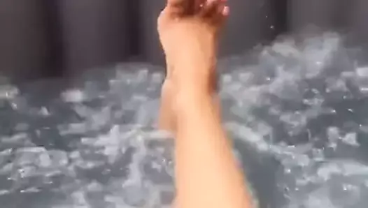 Girlfriend in hot tub