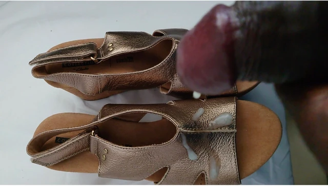 Jerking Off Black Cock & Cum On My Stepdaughter Wedge Shoes