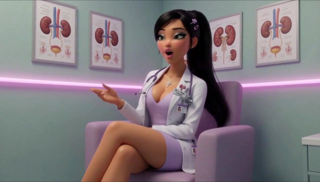 Asian girl doctor helps shrink my erection