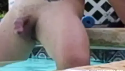 Amateur Couple Film Themselves By The Pool