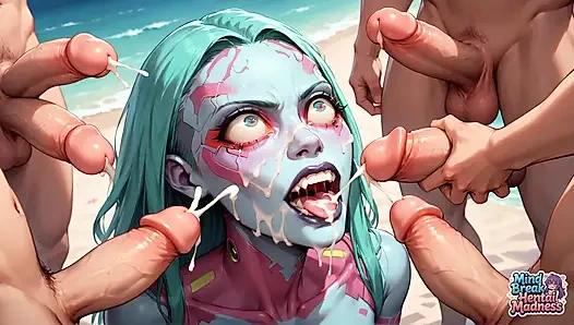 Alien Beach Bonanza: Mind Break's Massive Cum Shot Spectacle