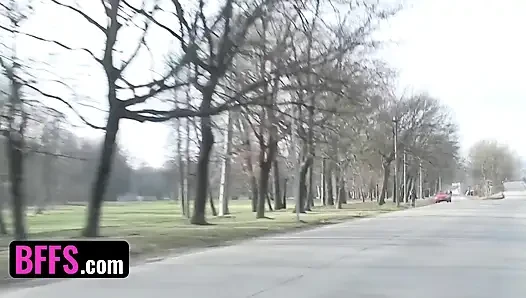 BFFS - Naughty Euro Girls Get Wild With A Stranger In The Backseat During RoadTrip In Czech Republic