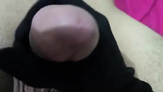 Indian wife uses hand gloves to masturbate husband and gets fucked in missionary, Shaved Indian pussy with shaved Husband