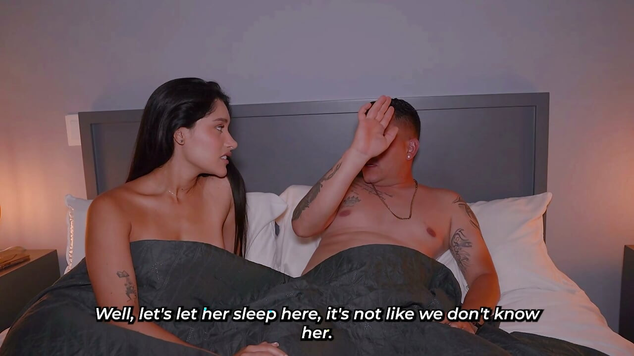 Neighbor, come to bed with us, but don't move around too much so we can fuck in secret.