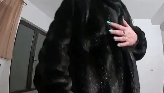 Slutty Mature Deepthroat & Cum Play on My Black Coat