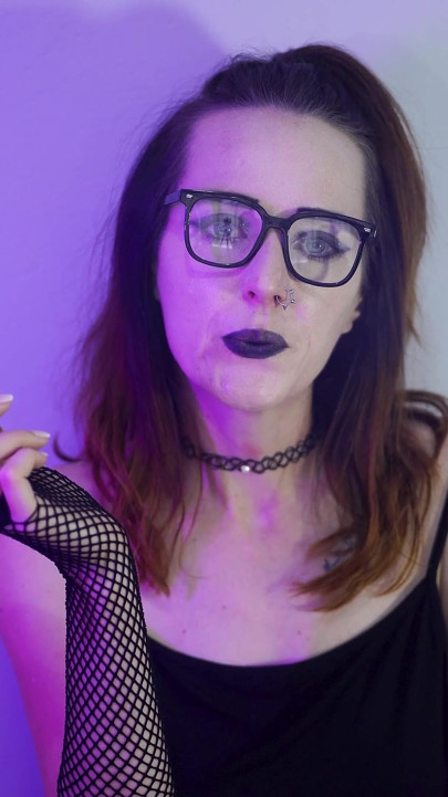 Goth Girl Smoking in Fishnets