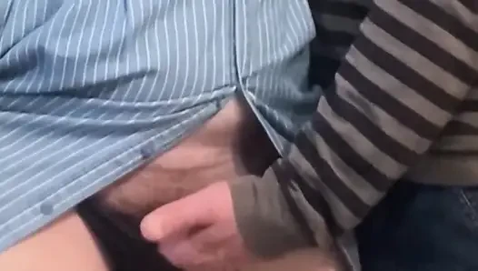 Perv Rubbing Hairy Pussy in Subway