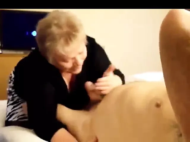 Granny sucking cock