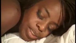 Hot sexy ebony slut gets her pussy licked and fucked in bed by big dick