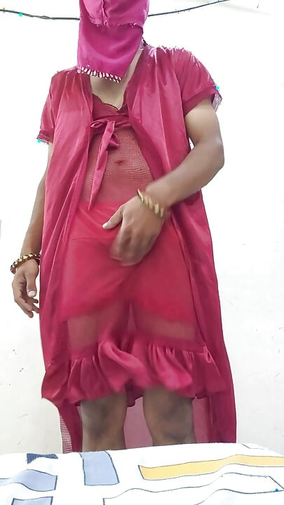 Gay wears red lingree anal mastrubation and seducing