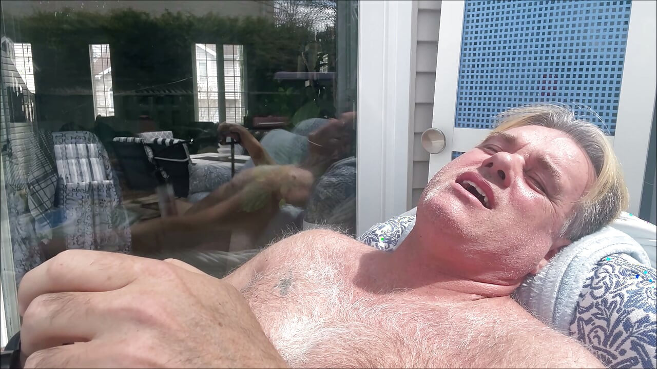 HUNK DADDY BEAR NAKED SUNBATHING IN THE VERANDA 5