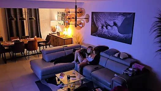 Caught in the living room when he came home from work