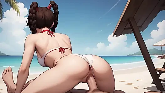 Lee berhubungan seks dengan avatar di pantai