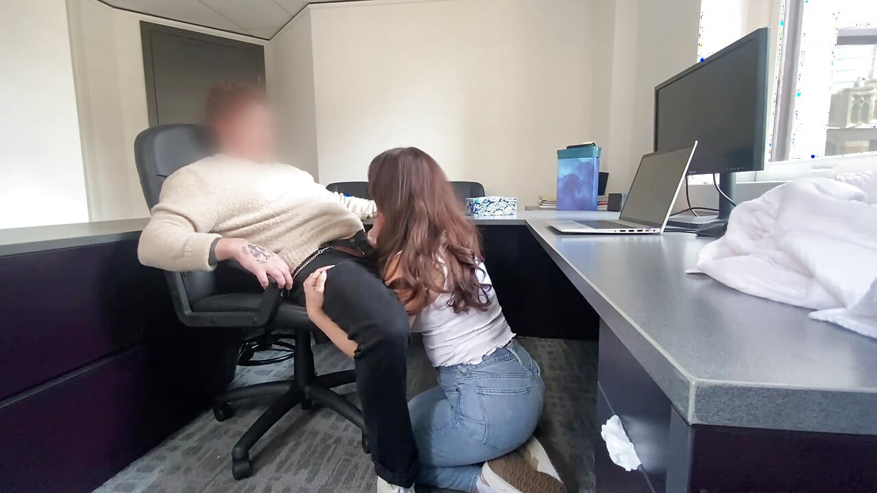 Secretary Sucks my cock in the office