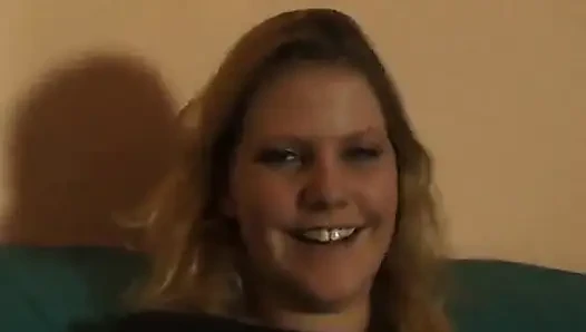 Blonde chick rubs and fingers her pussy at the casting