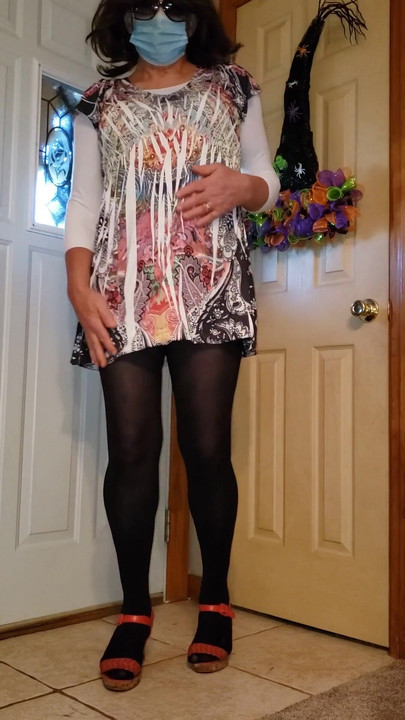 Memorable moment from "Crossdresser in my sexy new mini dress."