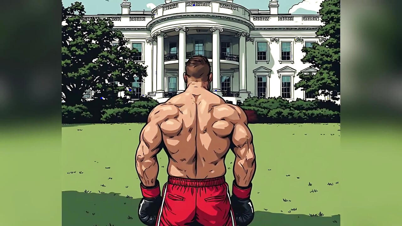 Muscular Fighters at White House (ai Art)