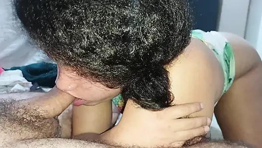 DEEP THROAT, PUNCHING THE STALK OF THE CUCKOLD'S COCK, SHAKING HIS ASS