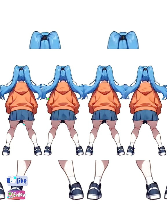 Des filles aux cheveux bleus dansent