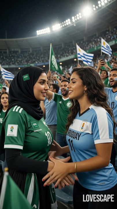 Szaúd-Arábia vs Uruguay csúnya smink nyakkendő (AI)
