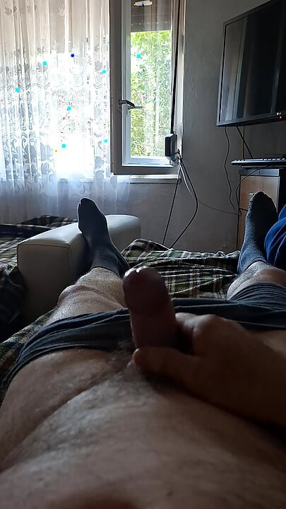 Cum on bed.